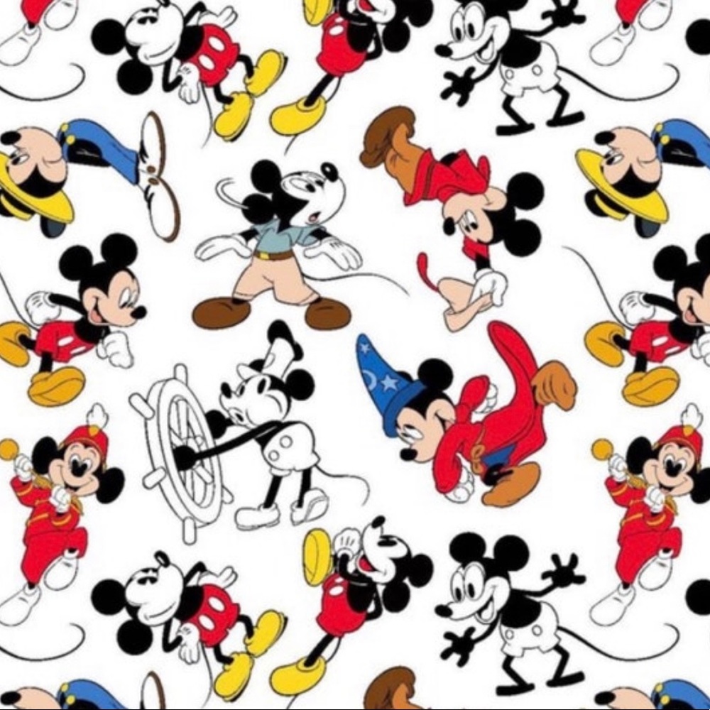 Disney Mickey Mouse ~ 1 Yard Cotton Fabric ~ Through the Years ~